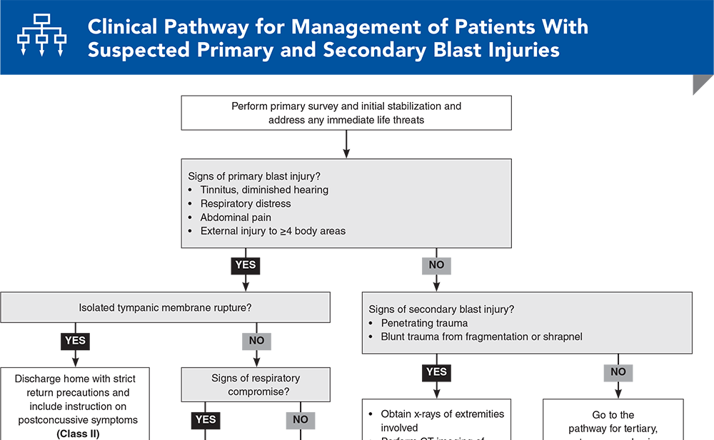 Clinical Pathway for Management of Patients With Suspected Primary and Secondary Blast Injuries