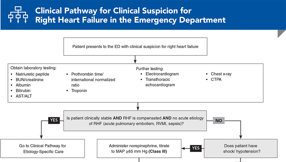 Clinical Pathway for Clinical Suspicion for Right Heart Failure in the Emergency Department