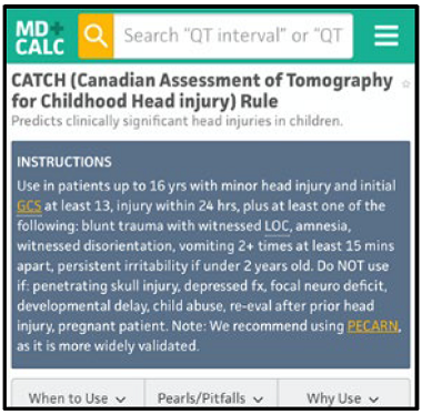 CATCH (Canadian Assessment of Tomography for Childhood Head injury) Rule
