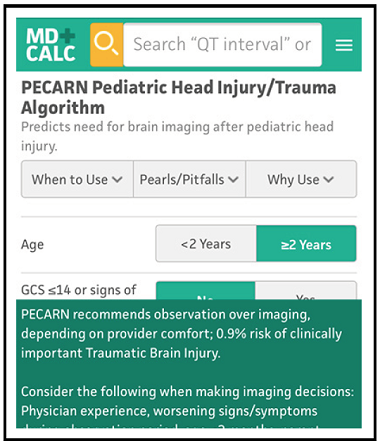 PECARN Pediatric Head Injury/Trauma Algorithm