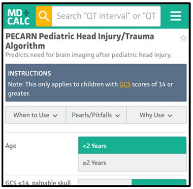 PECARN Pediatric Head Injury/Trauma Algorithm