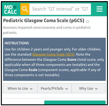 Pediatric Glasgow Coma Scale (pGCS)