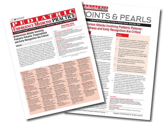 Bioterrorism Attacks Involving Pediatric Patients: Preparedness and Early Recognition Are Critical