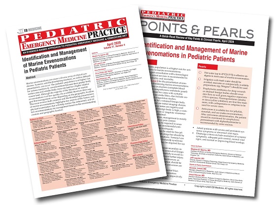 Identification and Management of Marine Envenomations in Pediatric Patients