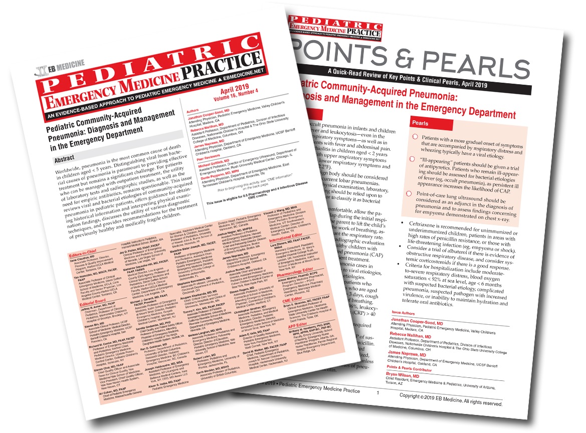 Pediatric Community-Acquired Pneumonia: Diagnosis and Management in the Emergency Department