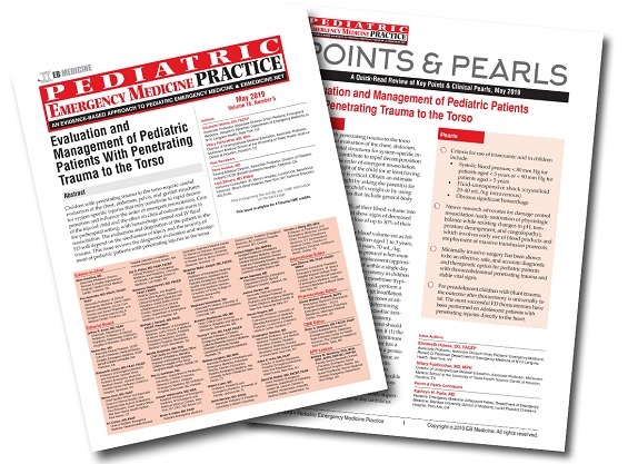 Evaluation and Management of Pediatric Patients With Penetrating Trauma to the Torso