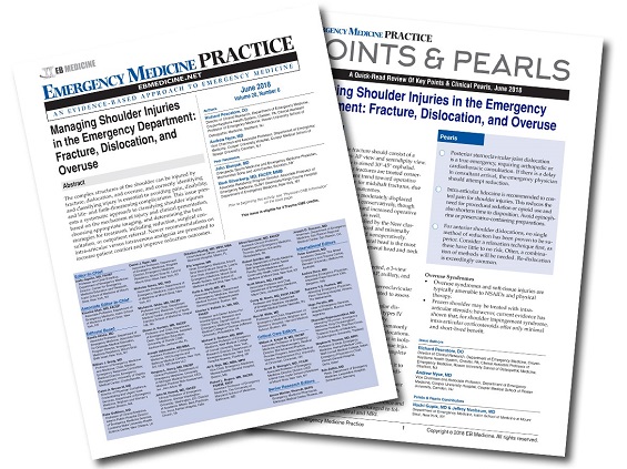Managing Shoulder Injuries in the Emergency Department: Fracture, Dislocation, and Overuse