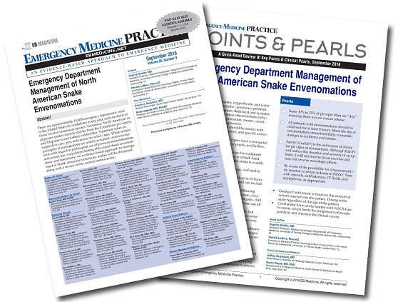 Emergency Department Management of North American Snake Envenomations
